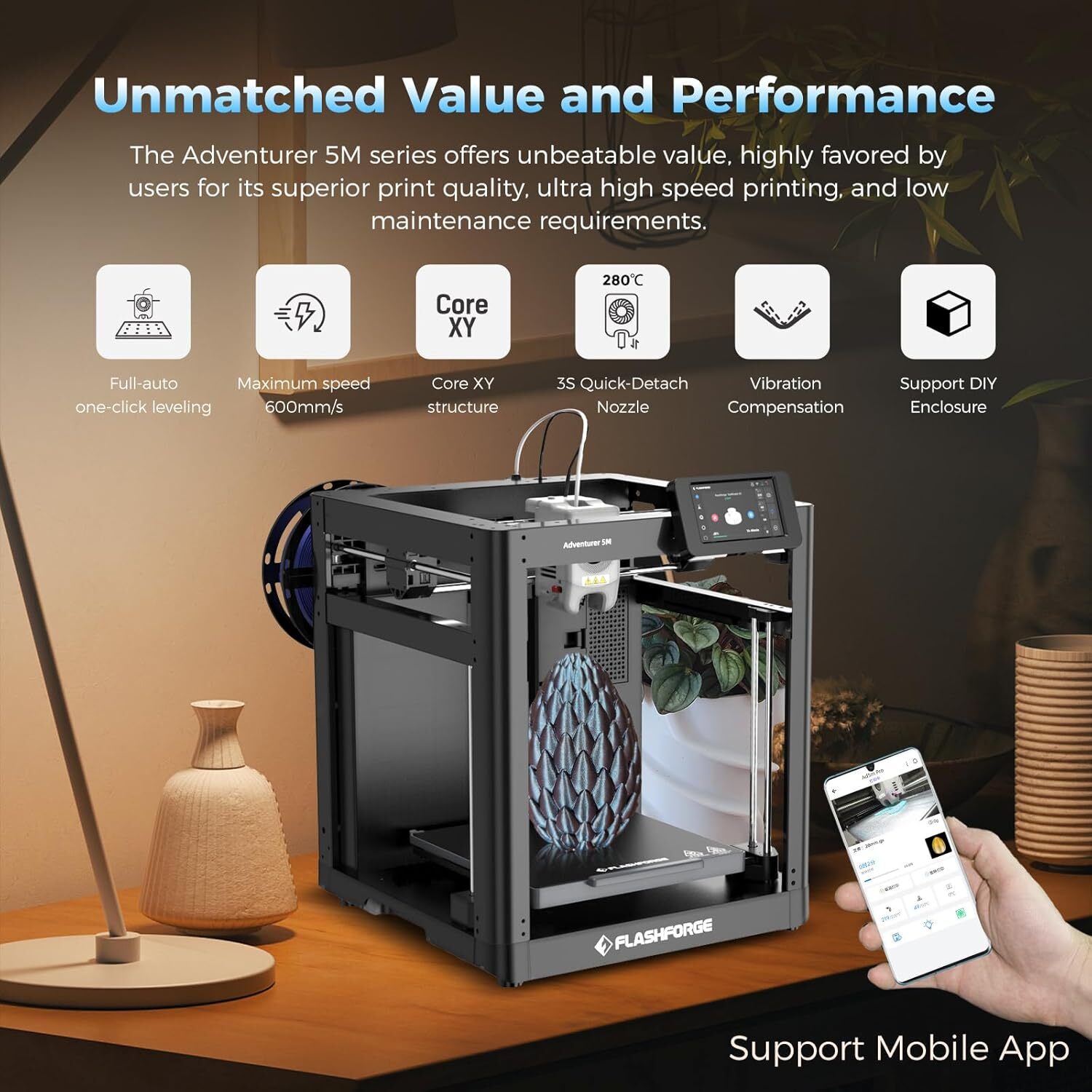 [Repaired] FLASHFORGE Adventurer 5M 3D Printers 600mm/s High-Speed Auto Leveling
