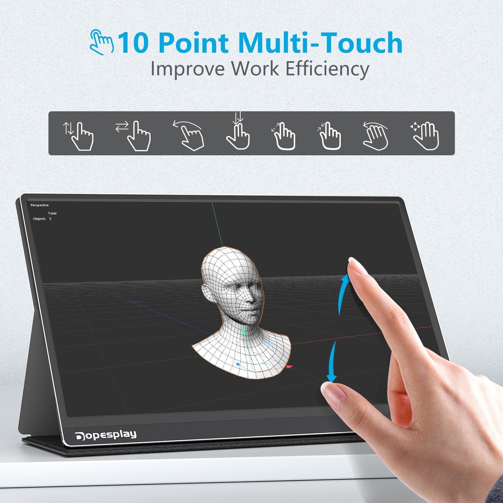 USED 15.6″ Portable Monitor 120Hz Touch Screen IPS LCD 1080P FHD 5000mAh Battery