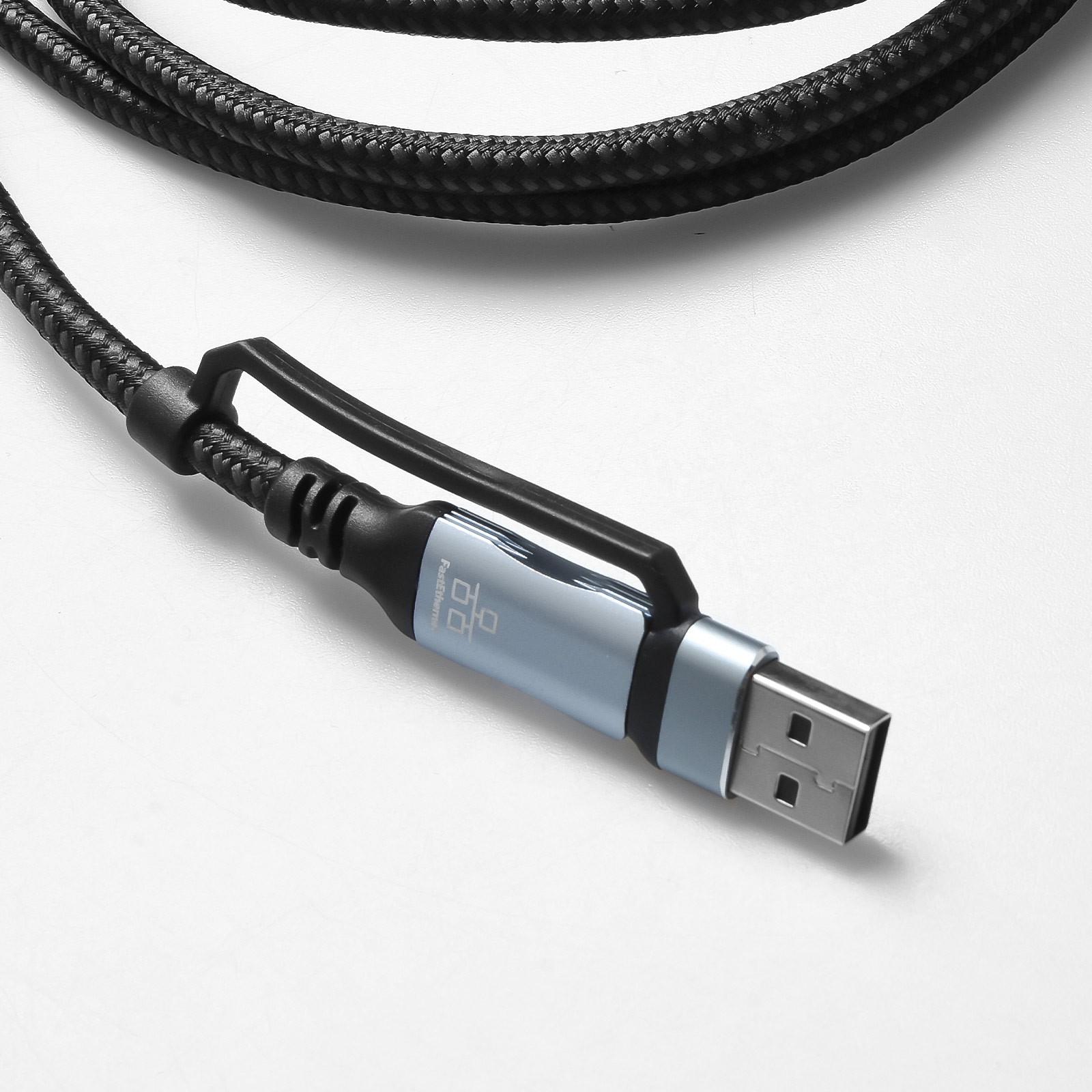 1.8M Braided Ethernet Cable USB-A Type-C to RJ45 100Mbps for Laptop Tablet Phone