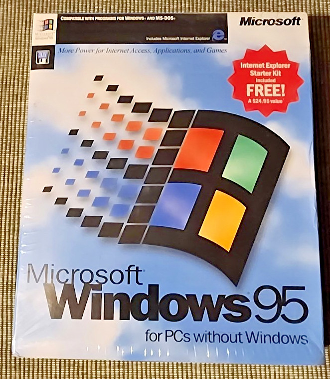 Microsoft Windows 95 / Full Release / Sealed / NOS / 3.5″ Floppies / RARE / 1995