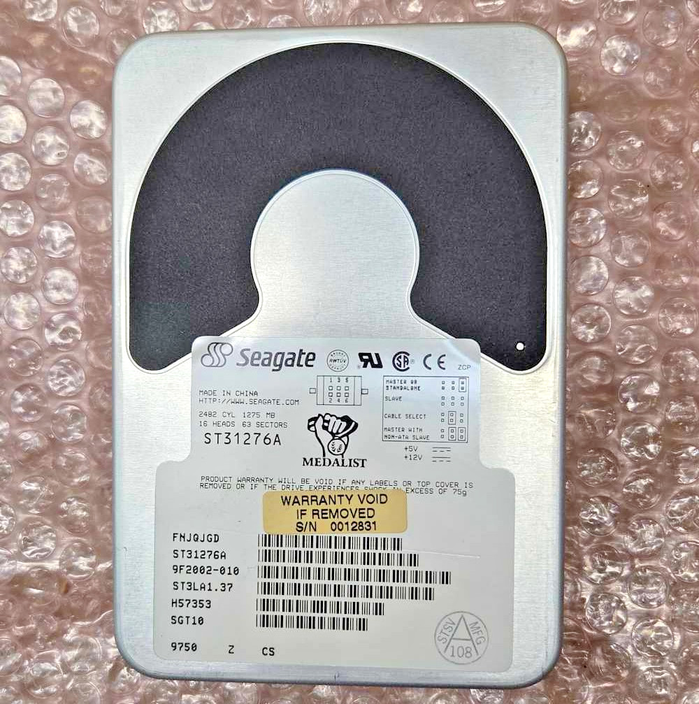 Tested 1.2GB 1275MB Seagate ST31276A Medalist 3.5″ IDE hard disk drive