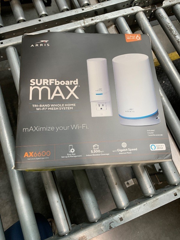 ARRIS Surfboard mAX W122 AX6600 Mesh WiFi 6 – 5,500 Sq Ft Wall-Plug Satellite Al