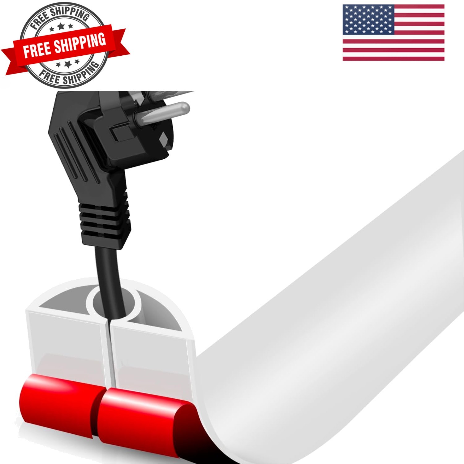Floor Cord Cover Self Adhesive Cord Hider,3.3FT Cable Management, Extension S…