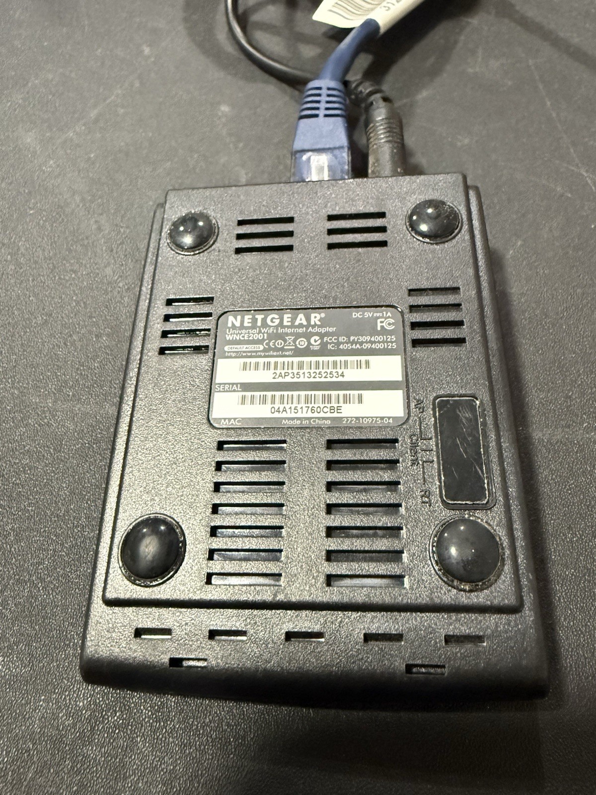 Netgear Universal Wi-Fi Ethernet Internet Wi-Fi Adapter WNCE2001(UNTESTED)