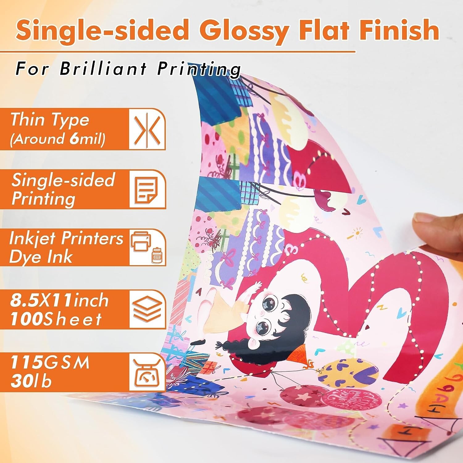 100 Sheet Koala Thin Photo Paper 8.5×11 Glossy 30lb 115g Inkjet Printer Chip Bag