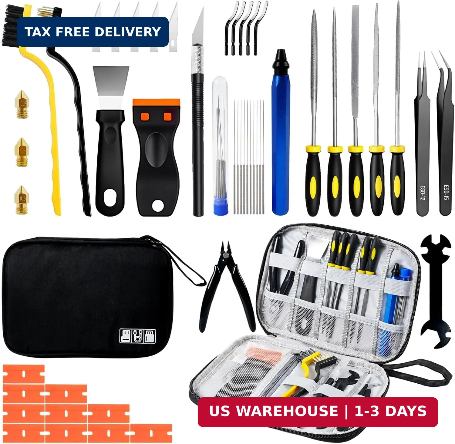 51Pcs 3D Printer Tools Kit,3D Printer Accessories for All FDM/SLA Printers Inclu