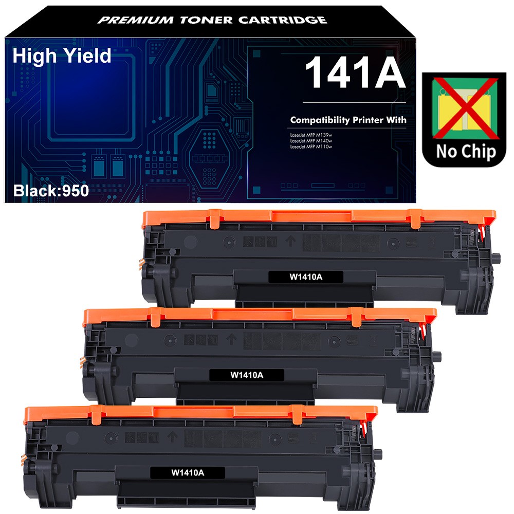 3-Pack W1410A 141A Toner NO CHIP Fits for HP LaserJet MFP M139we M140we M110we A