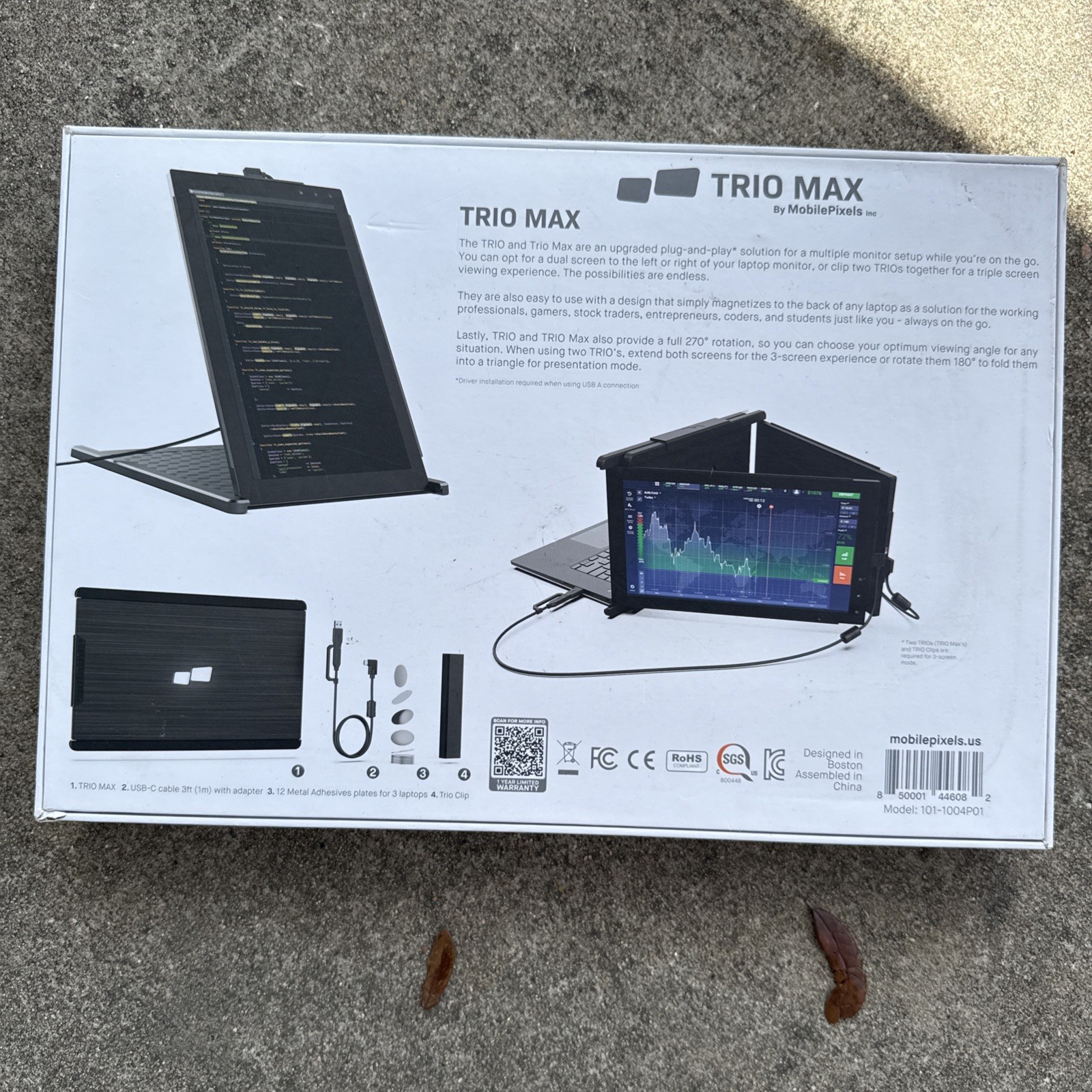 Trio Max Mobilepixels Portable Laptop Monitor Model 101-1004P01