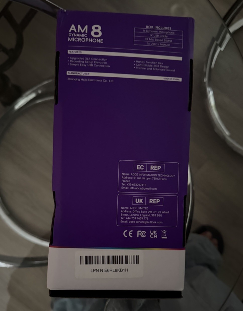 FIFINE AmpliGame AM8 Cardioid Microphone USB/XLR w/ Gain Control Purple/White
