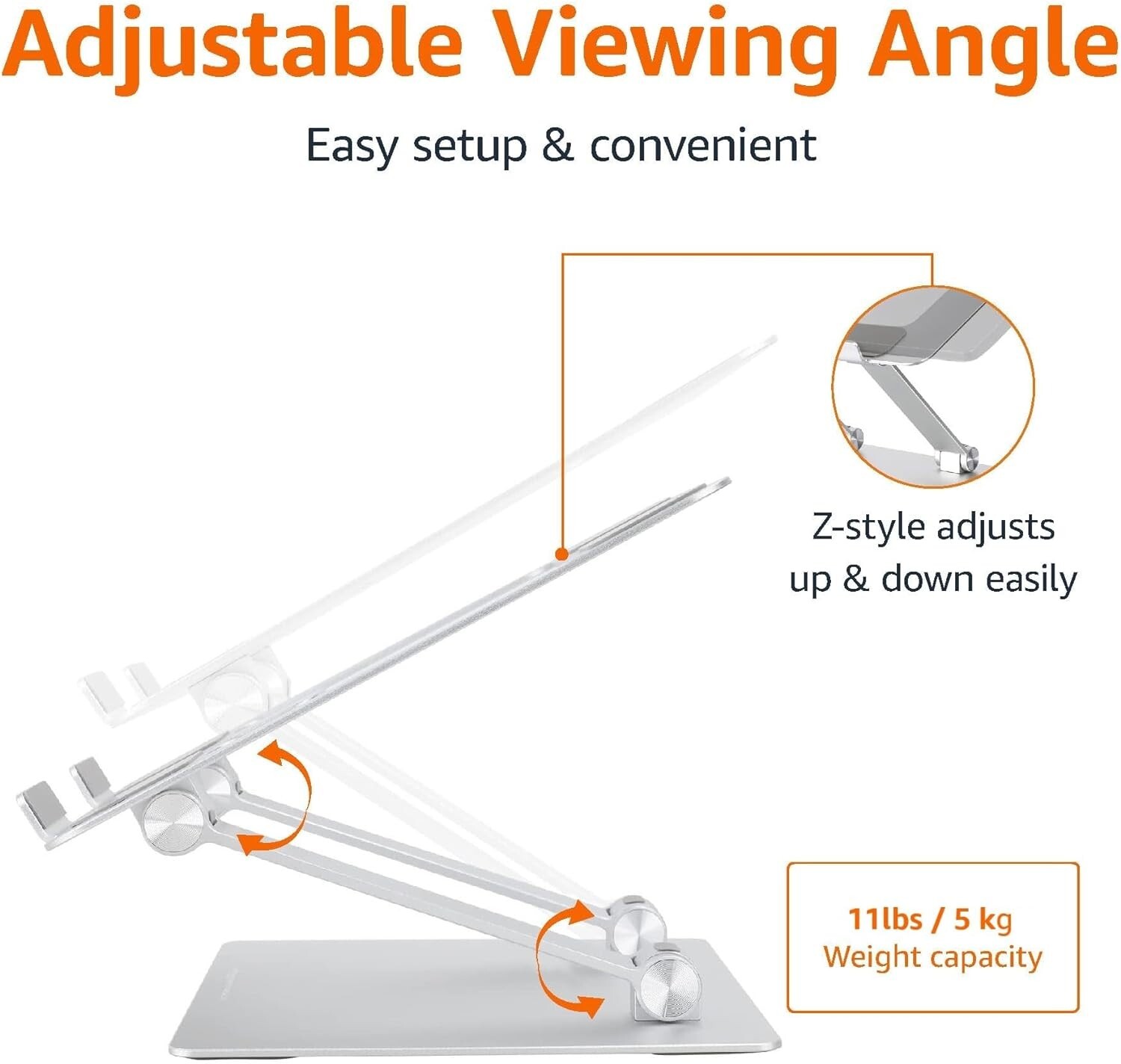 Amazon Basics Laptop Stand Riser Portable & Adjustable Stand Notebook up to 17 “