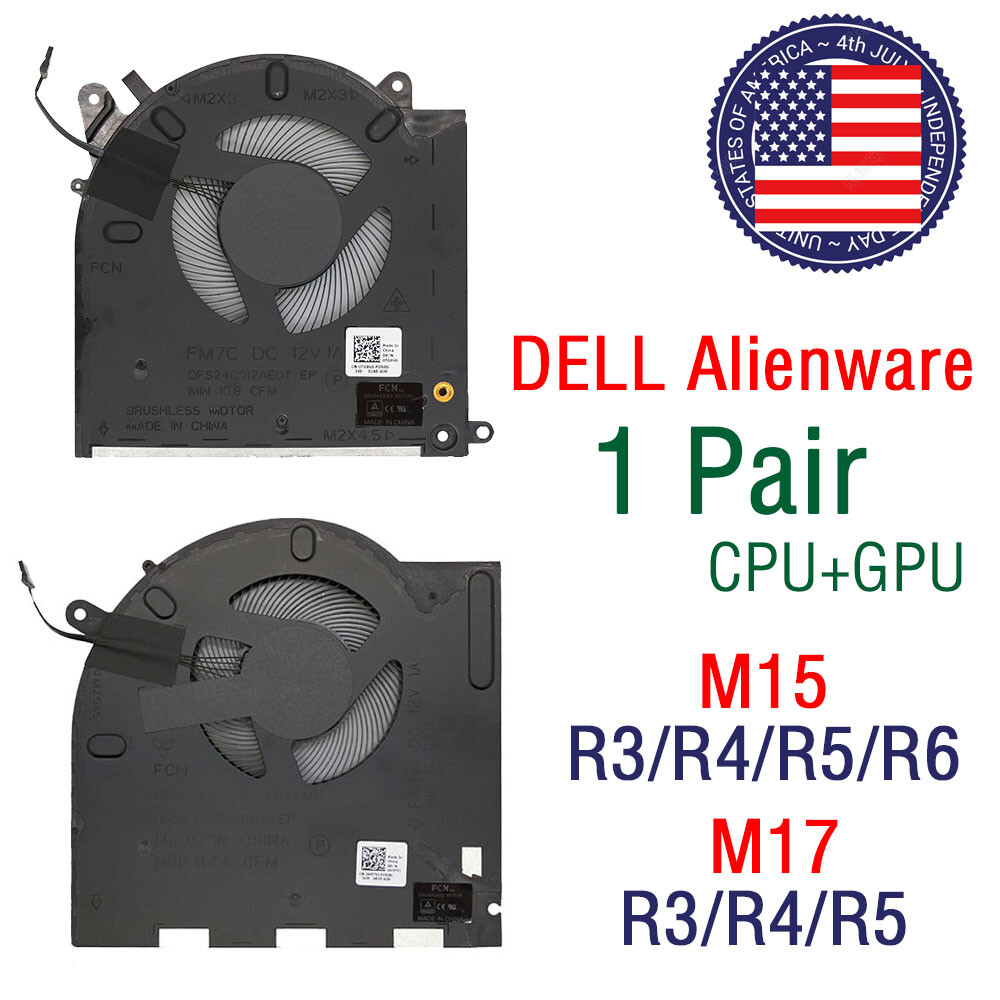 OEM A Pair CPU + GPU Cooling Fan For DELL Alienware M15 M17 R3 R4 R5 R6 Laptop