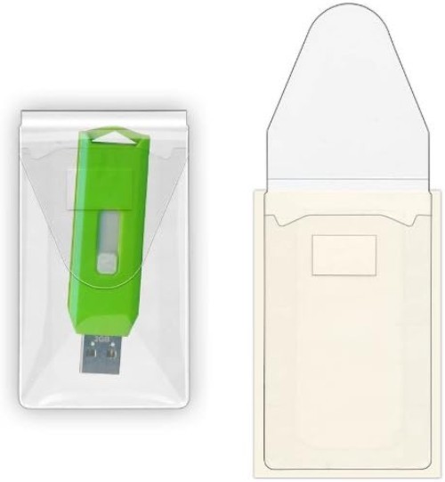 25-Pack USB Flash Drive Holders with Peel & Stick Flap – Weatherproof & Durable