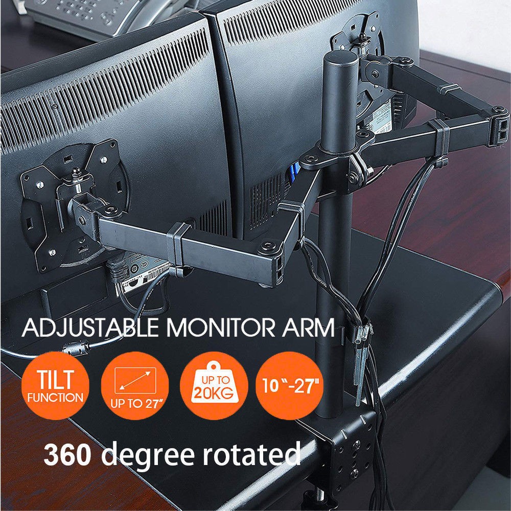 Dual Monitor Stand 10-32in Screen Adjustable Swivel VESA Gas Spring Desk Mount