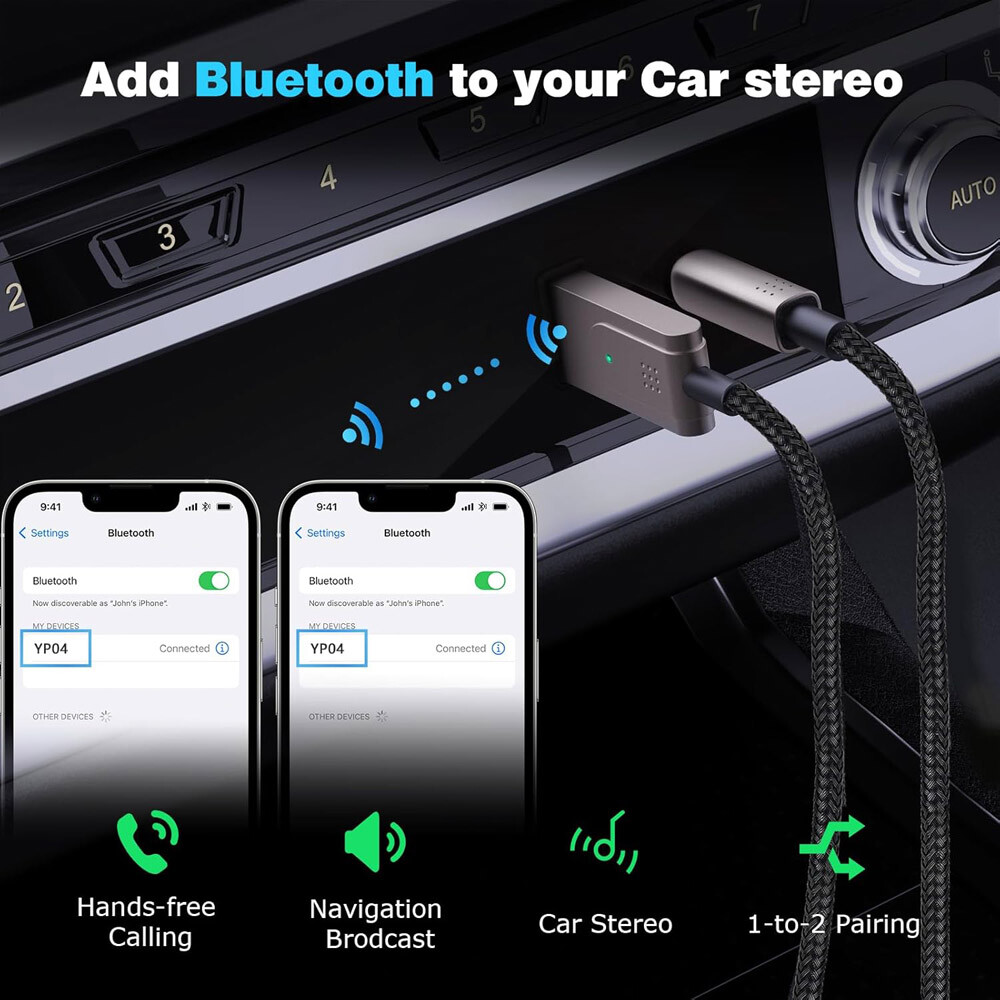 AUX To Bluetooth 5.1 Adapter 3.5mm Bluetooth Receiver Microphone For Car US Lot