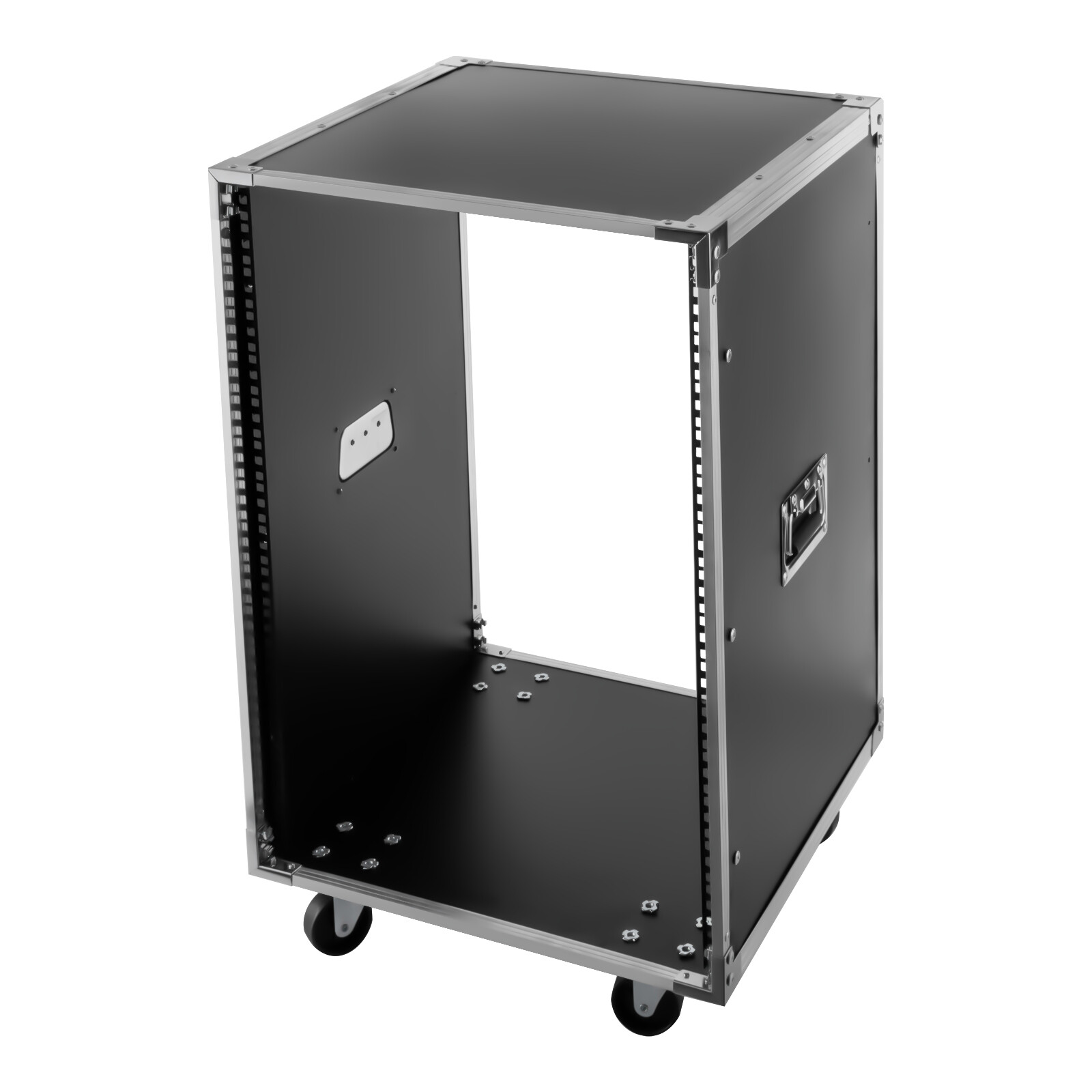 19 Inch 16U 4 Post Server Rack Open Frame Rolling Network Data Rack w/ Casters