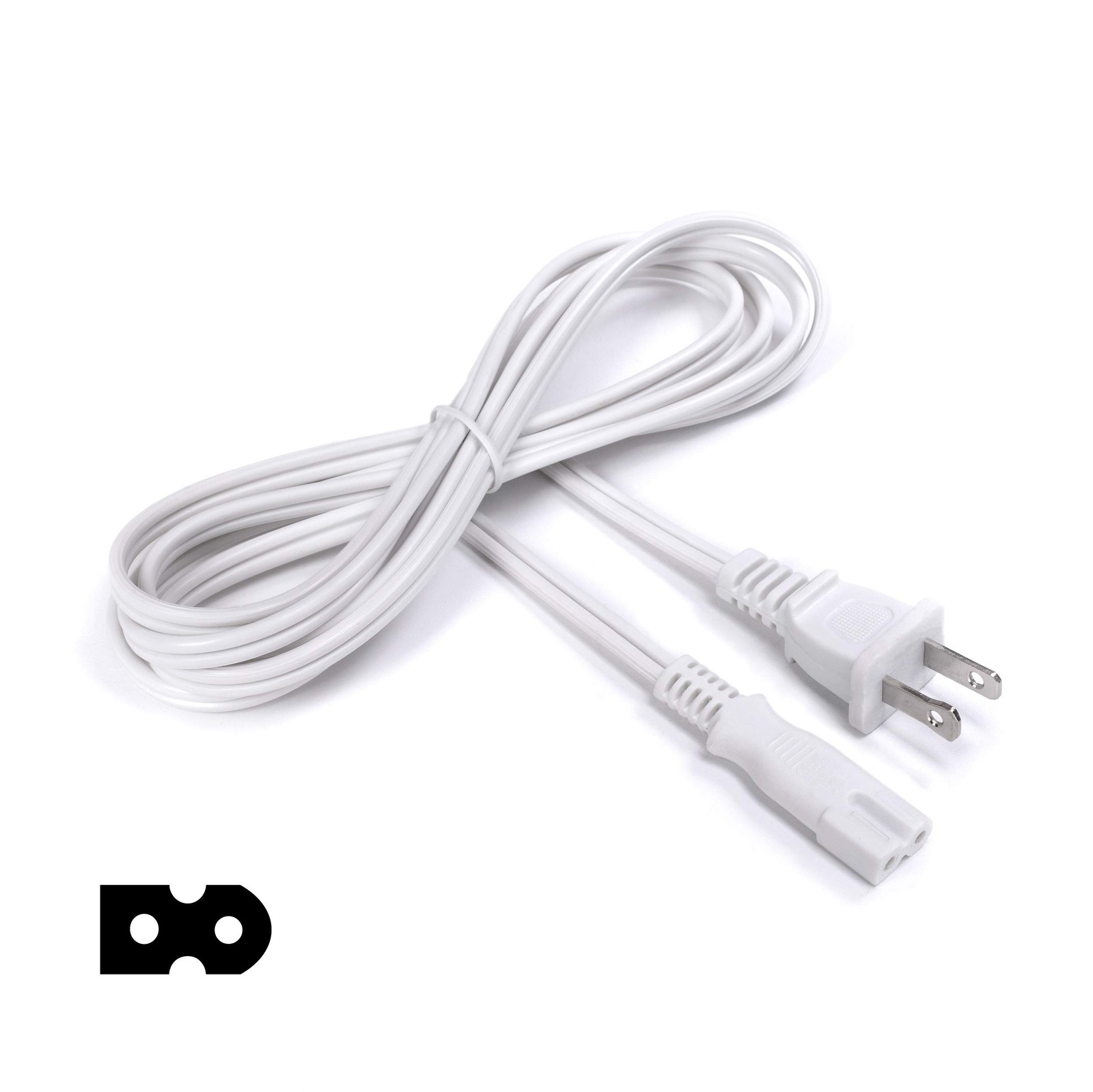 THE CIMPLE CO 6ft White Polarized 2-Prong Power Cord
