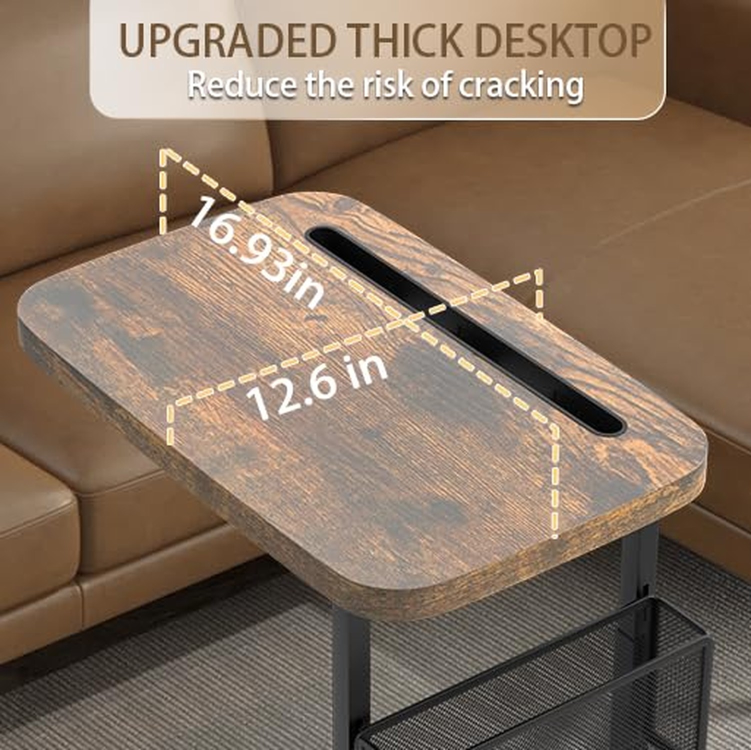 High-Grade Stability TV Tray Table with Large Tabletop, Adjustable Couch Tabl…