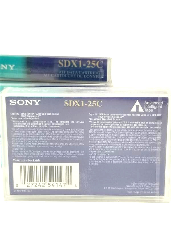 SONY: SDX1-25C; AIT 25GB/50GB AIT DATA CARTRIDGE_LOT of 5_FACTORY SEALED!_