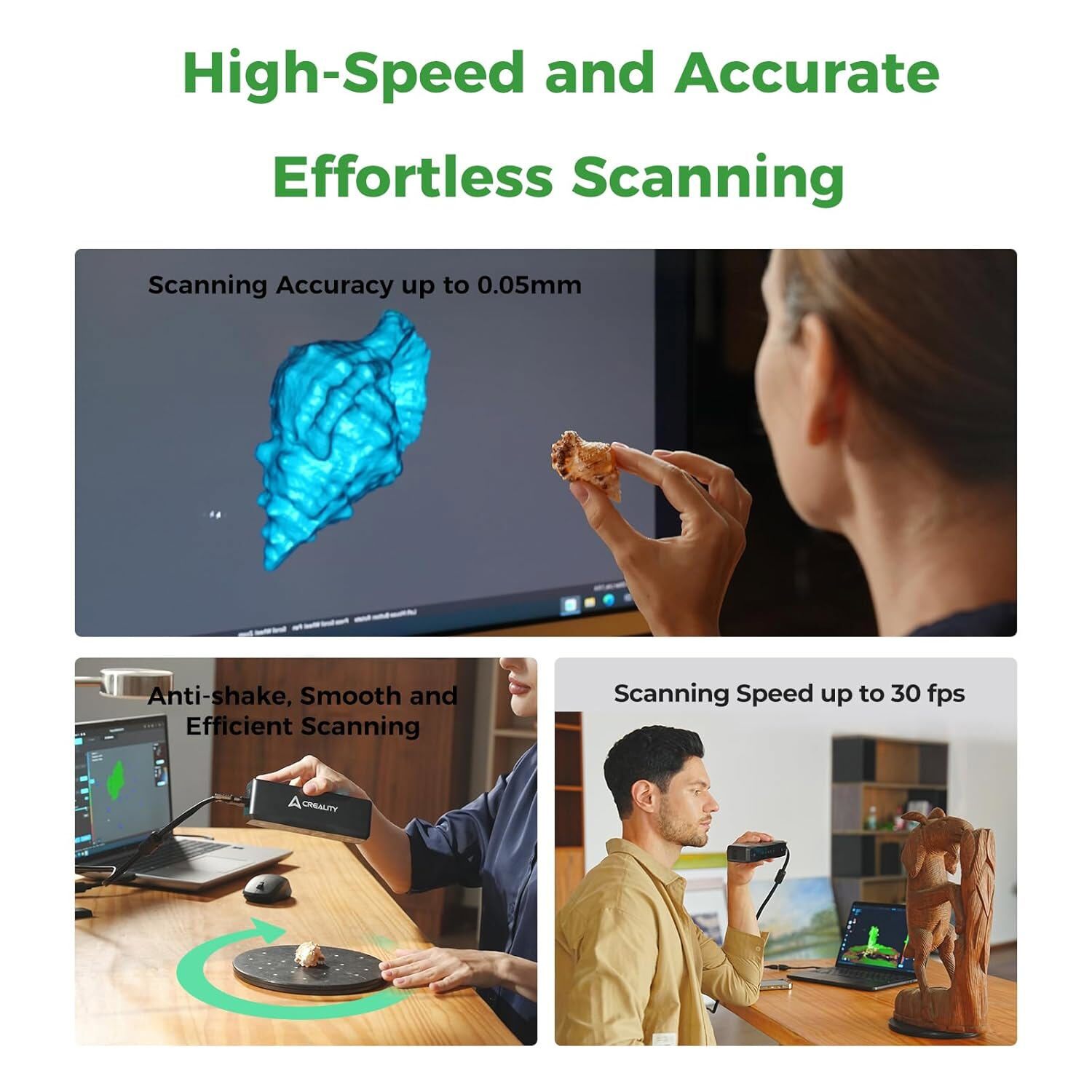 Creality 3D Scanner Otter Lite + Lite Bridge 0.05mm 30FPS 24-Bit Full-Color Scan