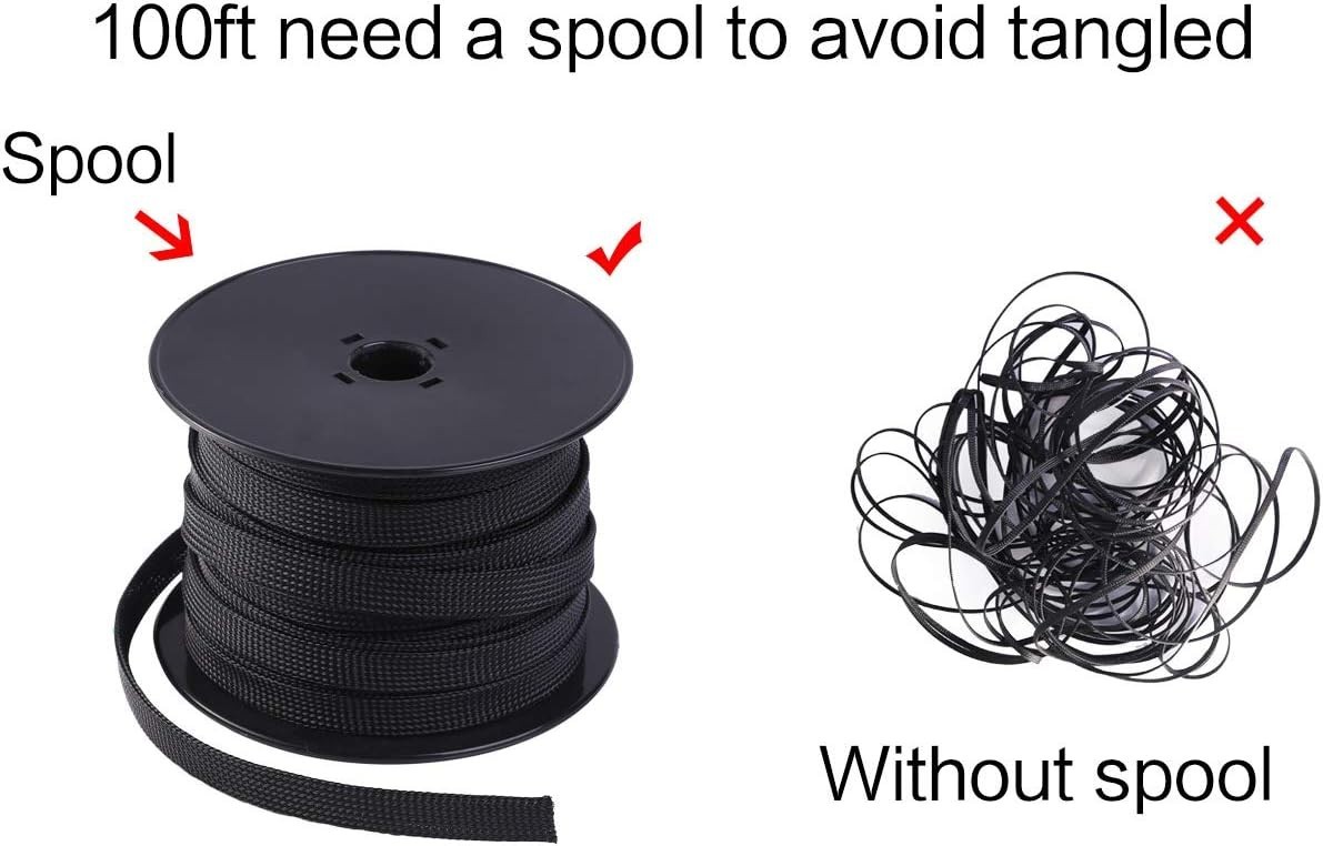 “100ft Braided Split Sleeving Wire Loom Tubing Cable Sleeve Cord Protector “