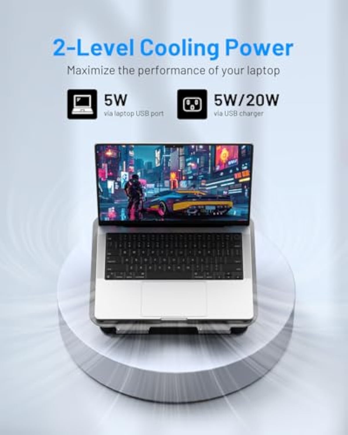 Black Adjustable Laptop Cooling Stand with Detachable Thermoelectric Cooler