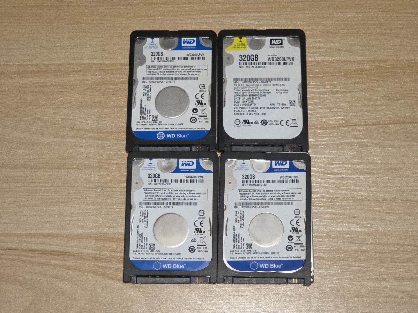 LOT 4 Western Digital WD3200LPVX 320GB 5400RPM 2.5″ SATA 3.0Gb/s Hard Drives HDD