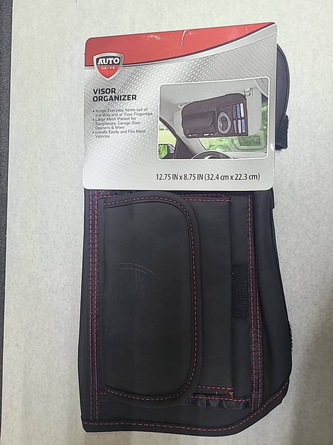 AutoDrive VisorOrganizer Multi-Purpose Use Sunglasses Pens License 12.7″x8.7″New