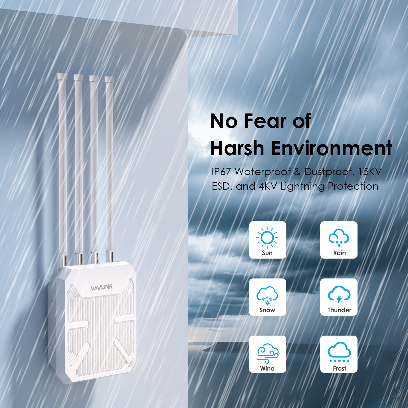 WAVLINK WiFi 7 Outdoor Range Extender BE5100 AX3000 WiFi 6 Mesh Router IP67 wPOE