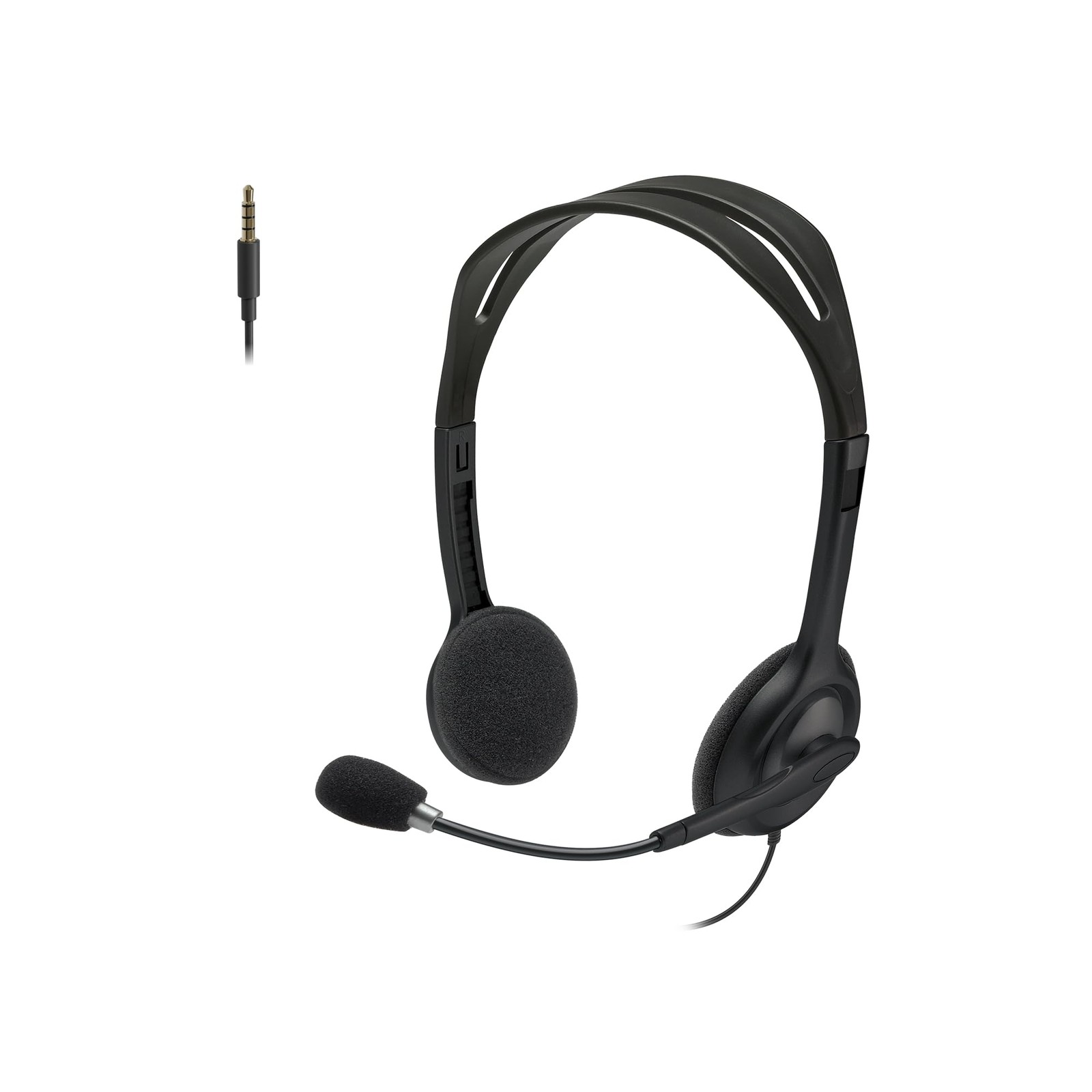 Logitech H111 Wired Headset Stereo Headphones Noise-Cancelling Mic 3.5mm Black