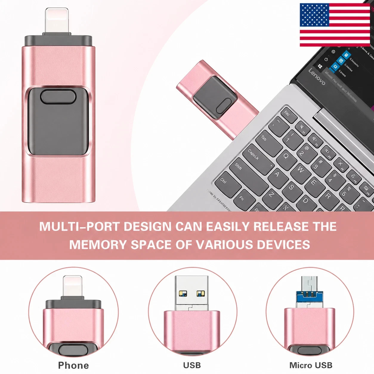 4 IN 1 USB 3.0 Flash Drive Memory Photo Stick for iPhone Android Type C