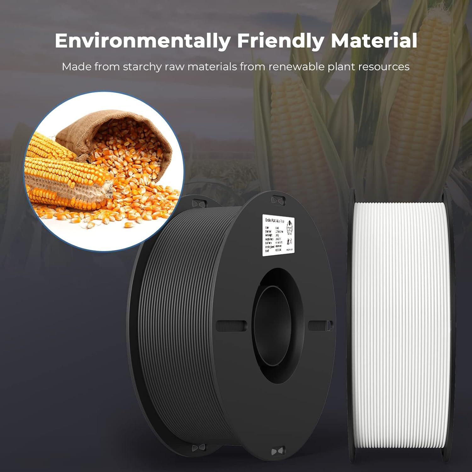 2 Pack Creality 3D Printer Filament 1.75mm 2KG Ender PLA Filament for 3D Printer