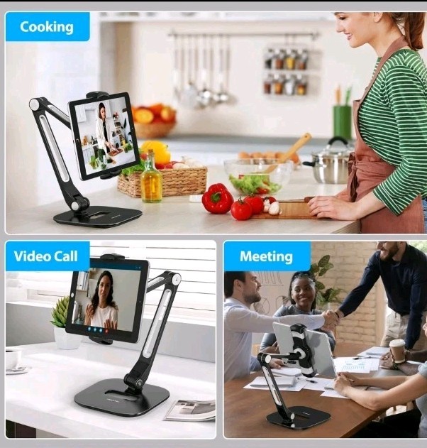Tablet Stand, Multi-Angle Adjustable iPad Stand Holder, 360° Swivel Tablets S…