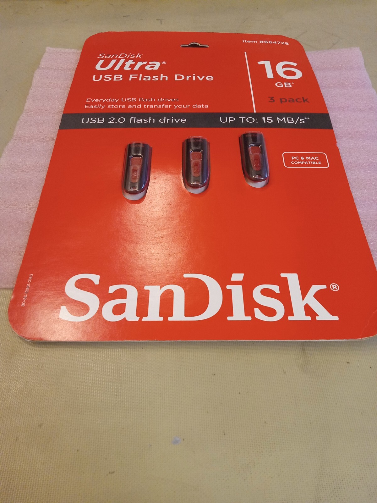 NEW 3 Pack SanDisk Ultra USB 2.0 Flash Drive 16GB Up To 15MB/s V34