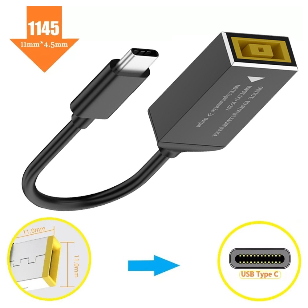 10Pcs Laptop Charger Converter 11mm to USB C For Lenovo Thinkpad with 10cm Cable