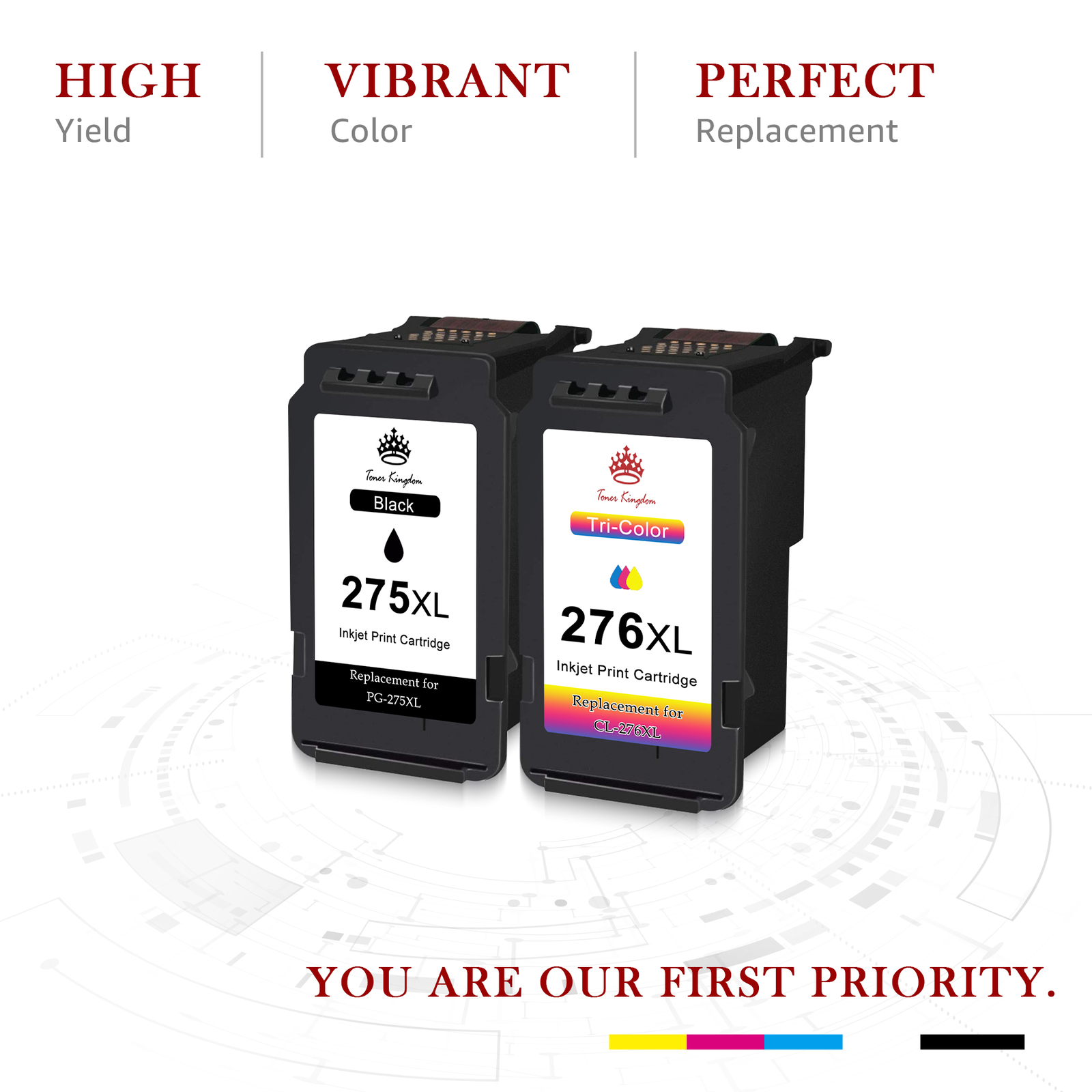 2PK PG-275XL CL-276XL Ink Cartridges for Canon TS3722 TS3522 TR4720 Printer Ink