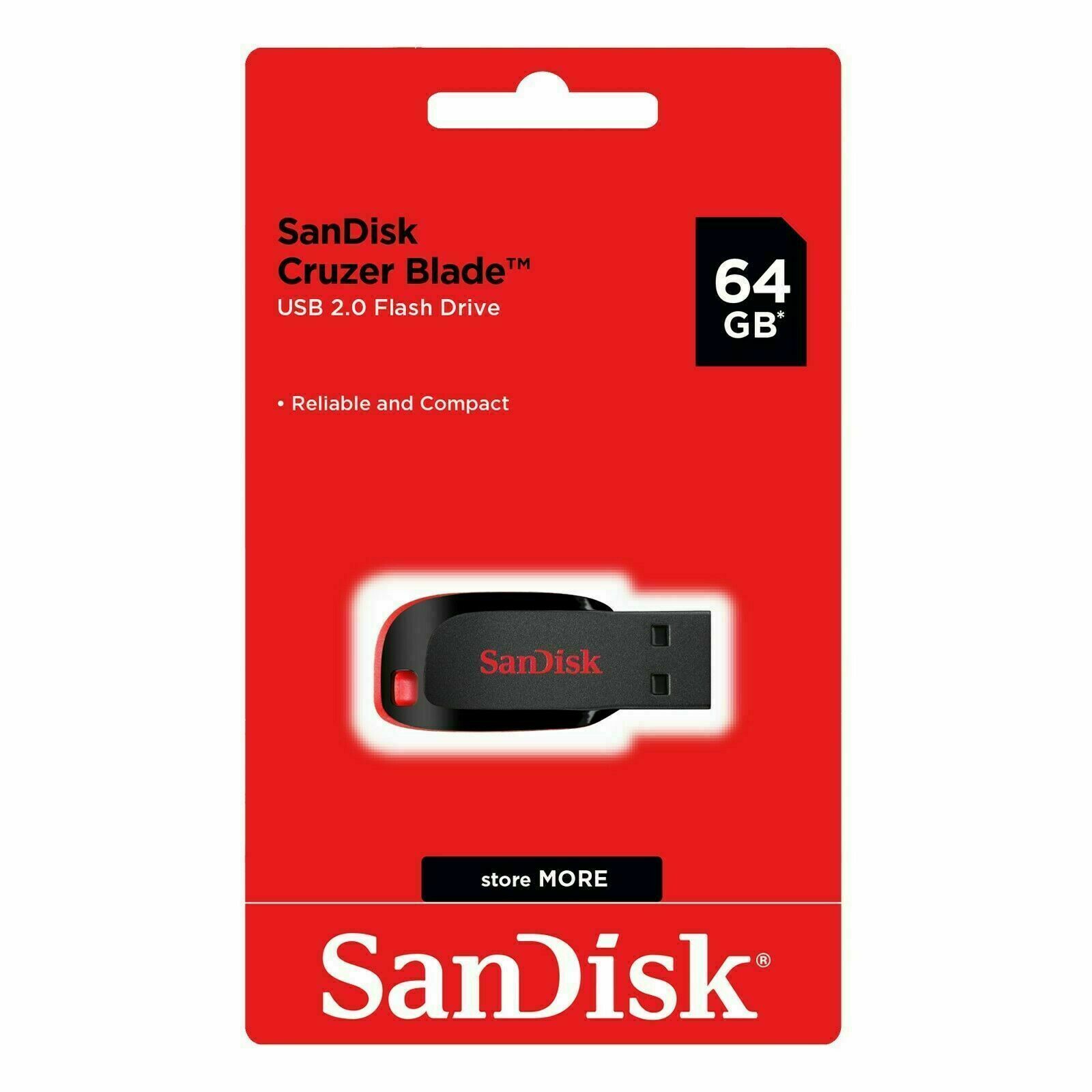 FLASH DRIVE SANDISK CRUZER BLADE USB 2.0 -64GB-AUTHENTIC-USA PRODUCT-NEW-SEALED
