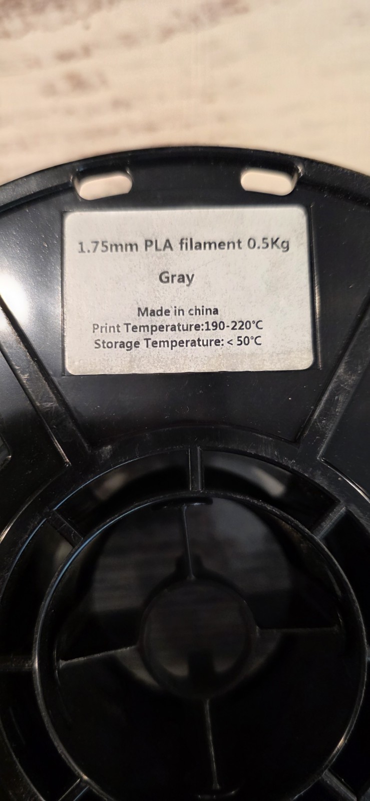 PLA 3D Printer Filament 1.75mm Gray (Roughly 0.2 Kg On Reel)
