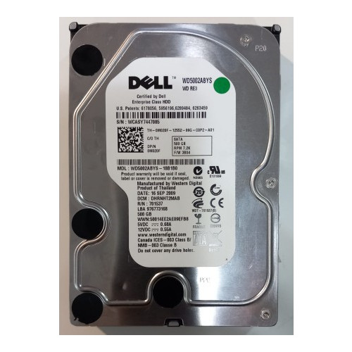 DELL M020F 500.0GB 7.2K ENT SATA 3.5 3GBPs Hard Drive M020F