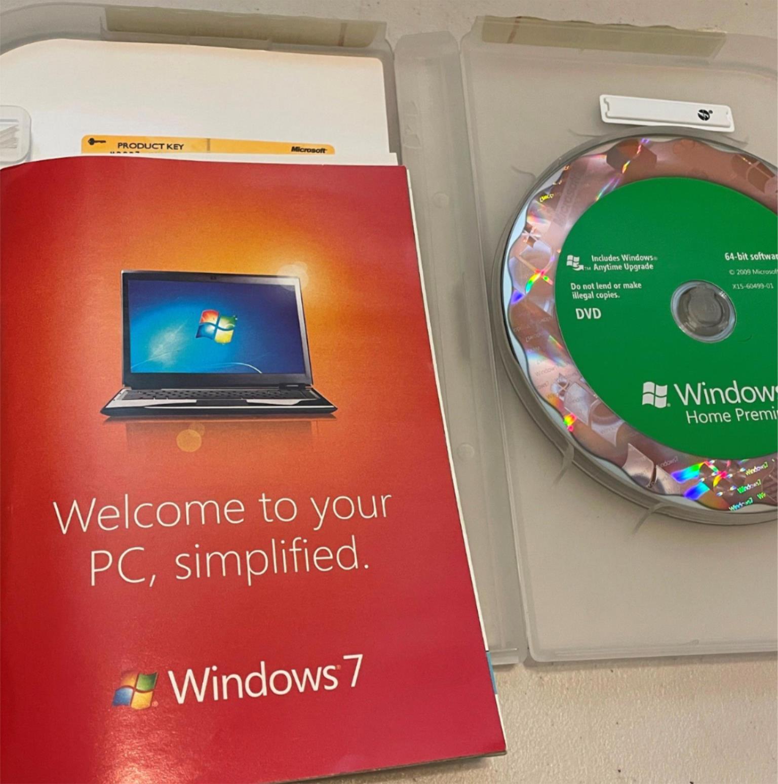 Microsoft Windows 7 Home Premium SKU GFC-00019 2 DVD set 32-bit 64-bit Open Box