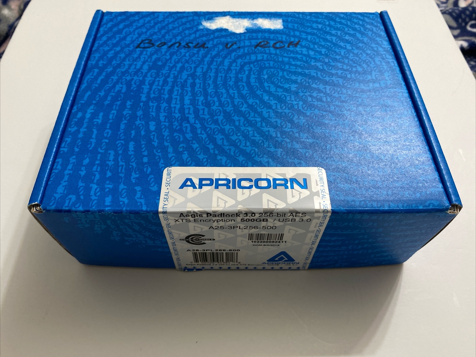 Apricorn Aegis Padlock USB3.0 256 AES Encryption 500GB Hard Drive A25-3PL256-500