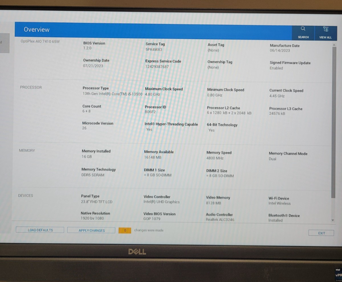 Dell OptiPlex 7410 AIO i5-13500 4.80GHz 16GB Ram 256GB SSD 23.8″FHD TOUCH SCREEN