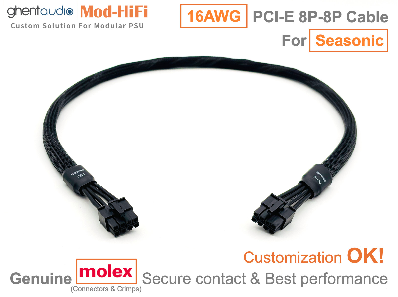 ⚡️16AWG PCI-E GPU 8P Cable for Seasonic PRIME ATX 3.1 PX1600 …-📏70cm/27 inch