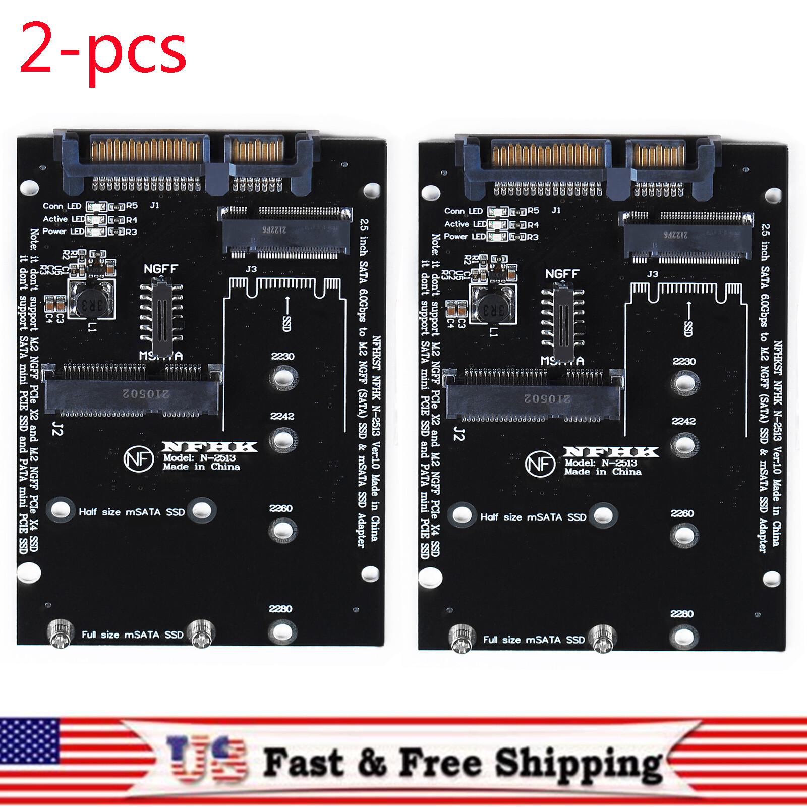 2-pcs mSATA / M2 NGFF SSD to SATA Converter Adapter Combo Card M.2 2 In 1 Card