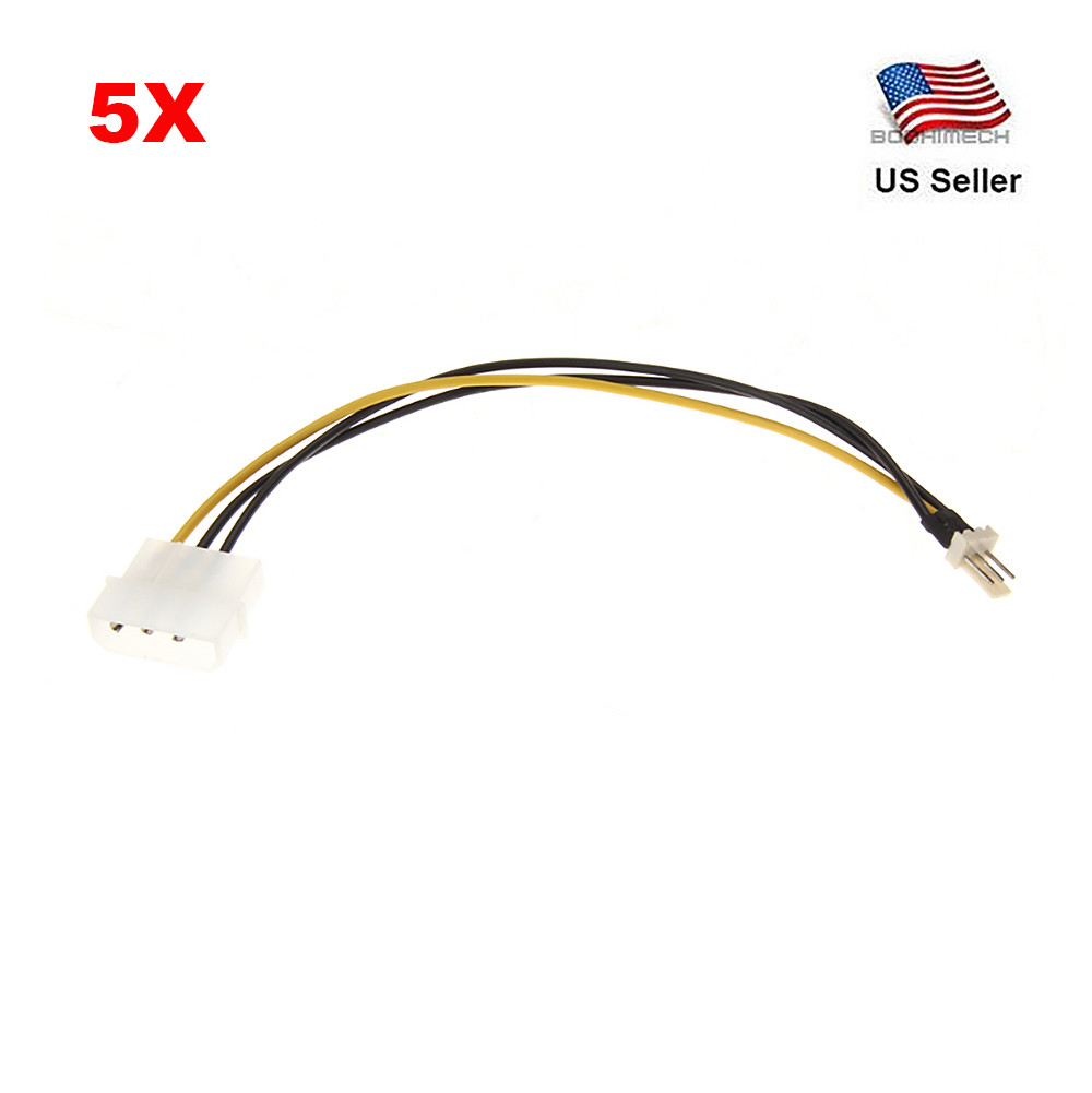 4 Pin IDE To 3 Pin CPU/Case Fan Connector Cable Adapter – 5pcs