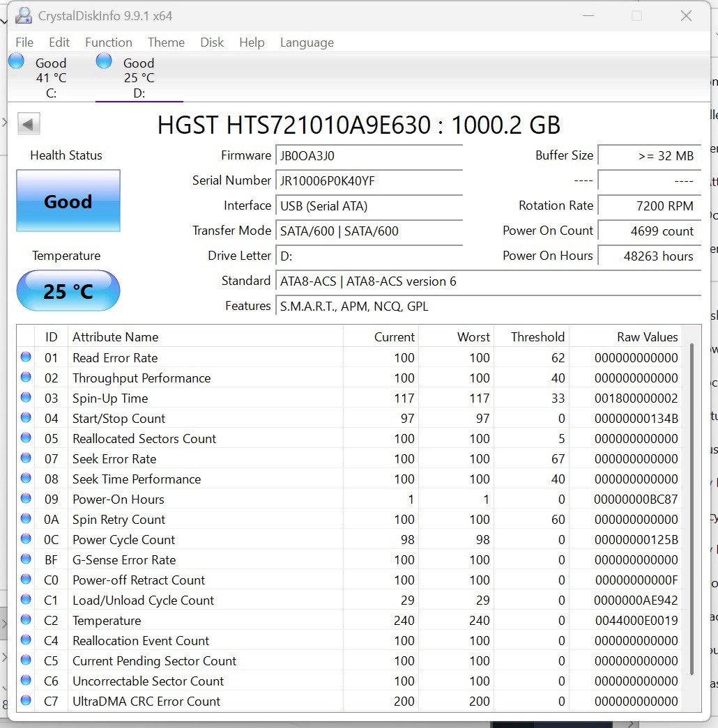 HGST 1TB 2.5″ Internal Laptop HDD Hard Drive 7200RPM SATA 6.0Gbs HTS721010A9E630