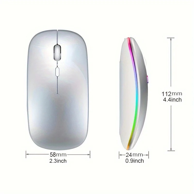 2.4GHz Wireless Optical Mouse USB Rechargeable RGB Cordless Mice For PC Laptop