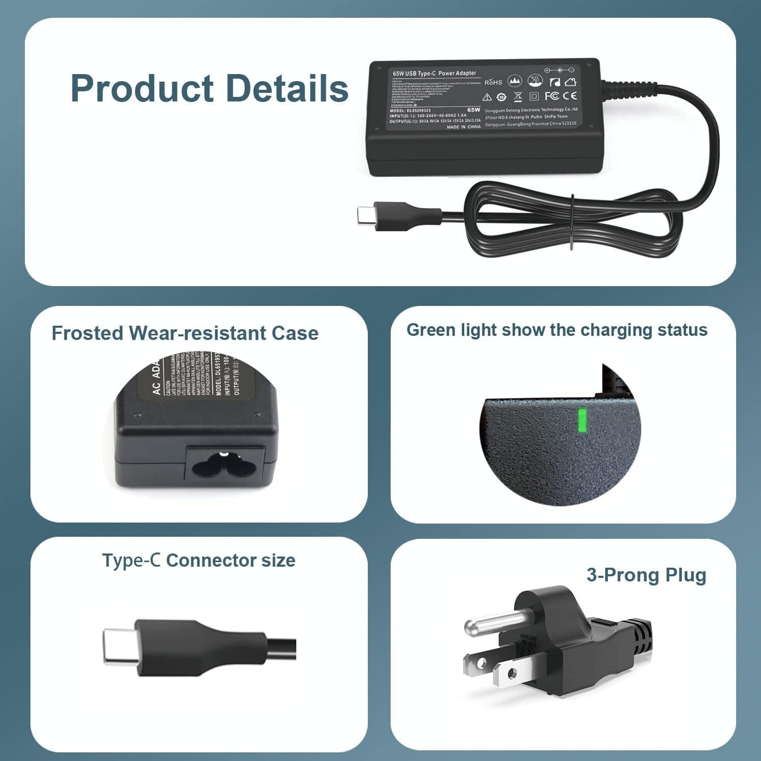 65W Power Adapter Charger for Lenovo ThinkPad X1-Carbon 5th 6th 7th 8th Gen
