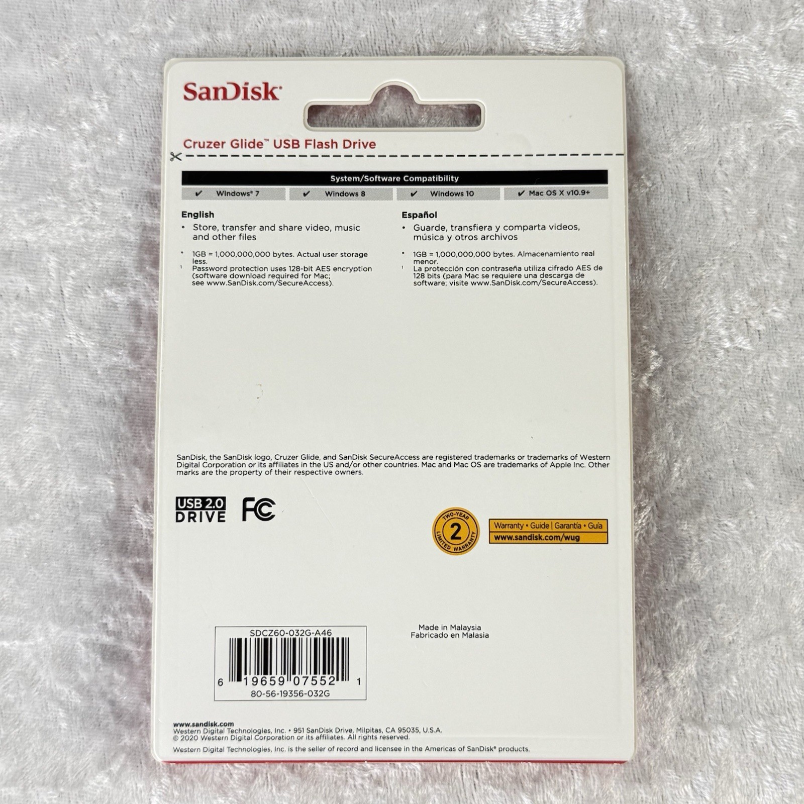 SanDisk Cruzer Glide USB 2.0 Flash Drive – 32GB – New, Sealed