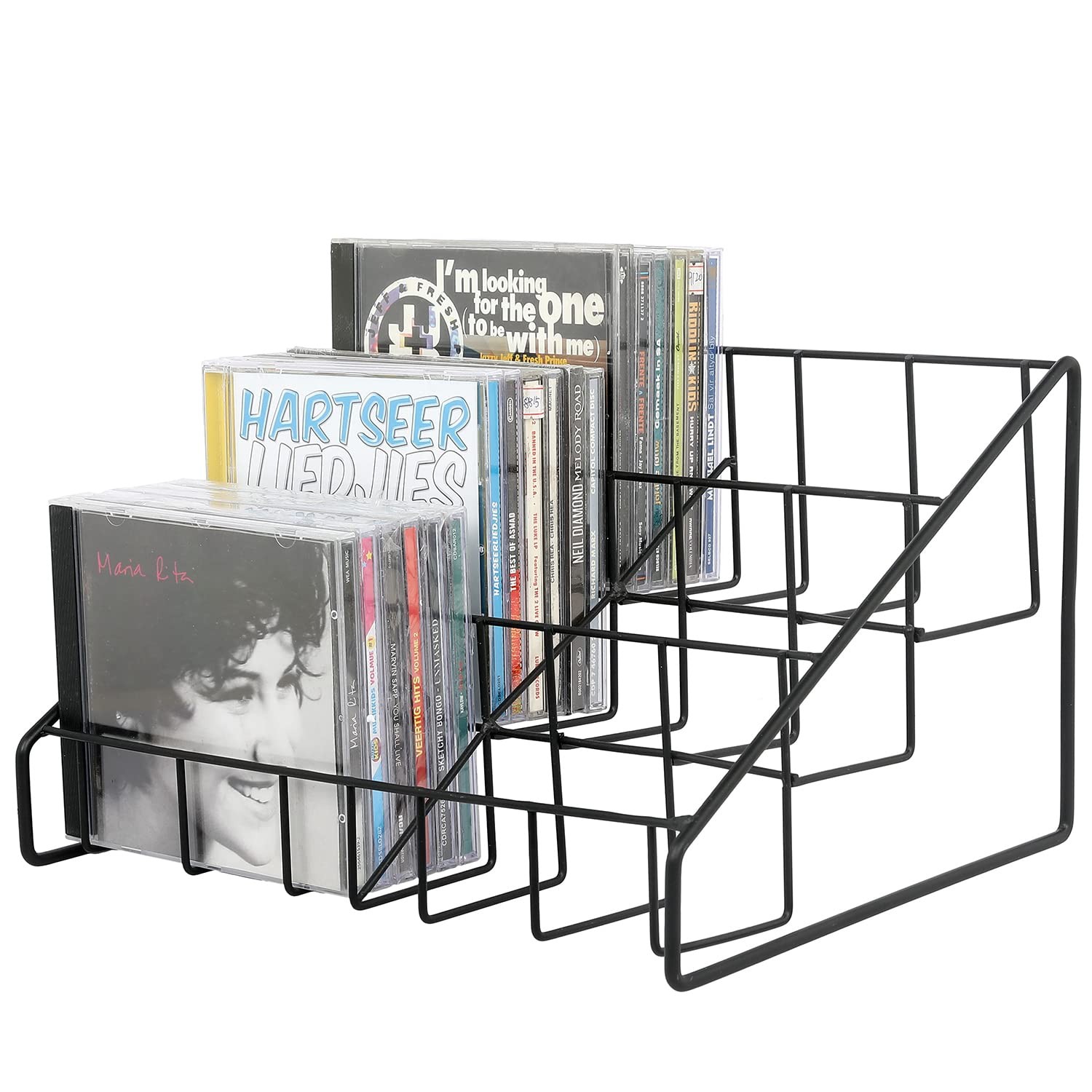 MyGift CD Display Stand, CD Rack Tower, 3Tier DVD Stand Holder, Tabletop Comp…