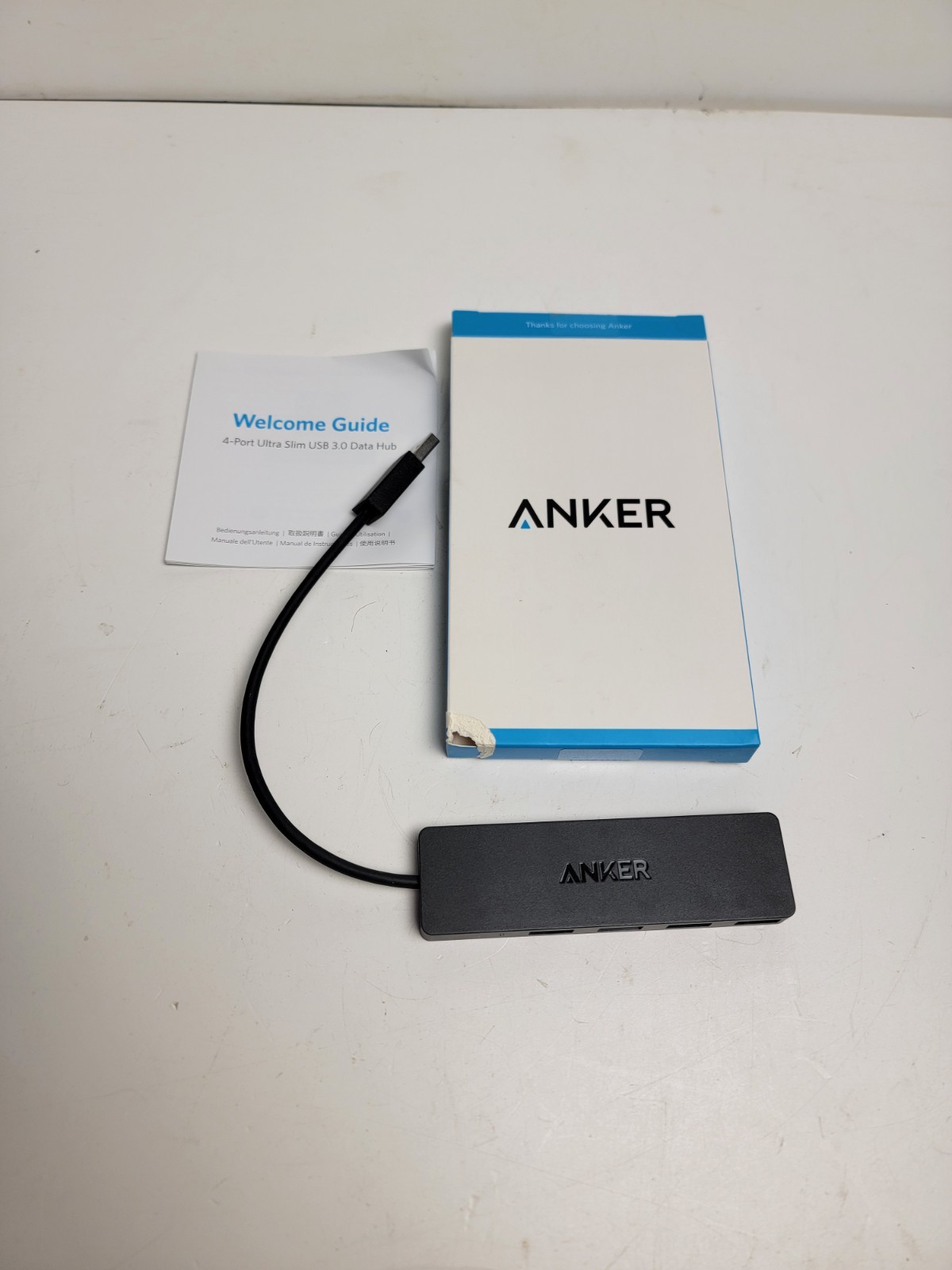 New Anker Ultra Slim 4-Port USB 3.0 Data Hub A7516 with 0.5ft cord